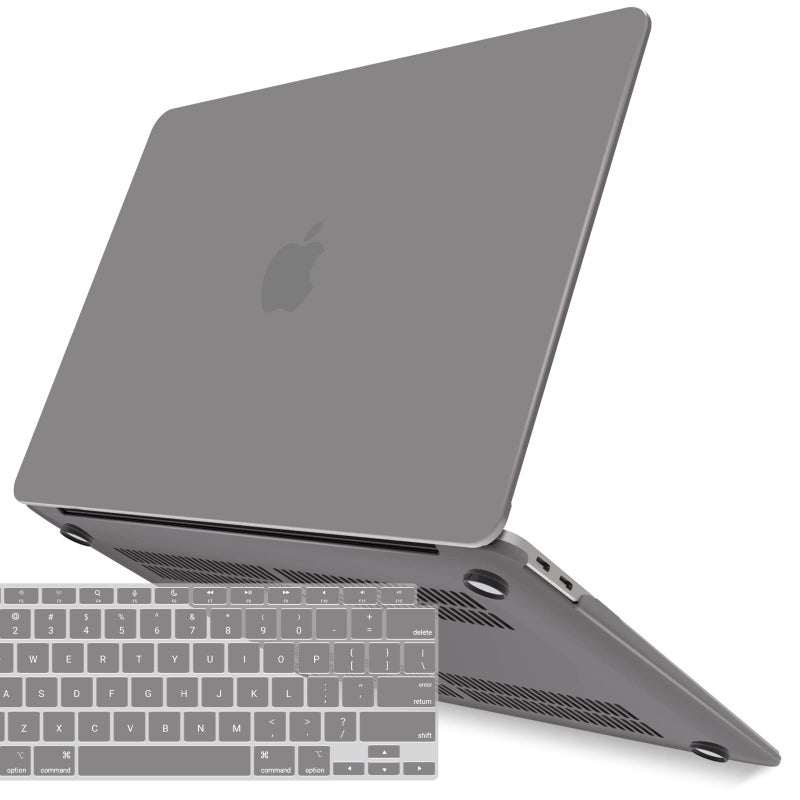 آي بينزر IBenzer متوافق مع حافظة MacBook Air 13 بوصة الجديدة 2022 2021 2020 M1 A2337 A2179 A1932 حافظة بلاستيكية صلبة مع غطاء لوحة مفاتيح لجهاز Mac Retina Display مع Touch ID Ultra Gray MAT13-UAGY+1 - Image 1